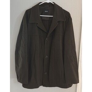 Hugo Boss Jacket Mens 44R Brown Cashmere Wool Blend Button Front Coat Classic